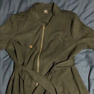 Military style faux suede jacket